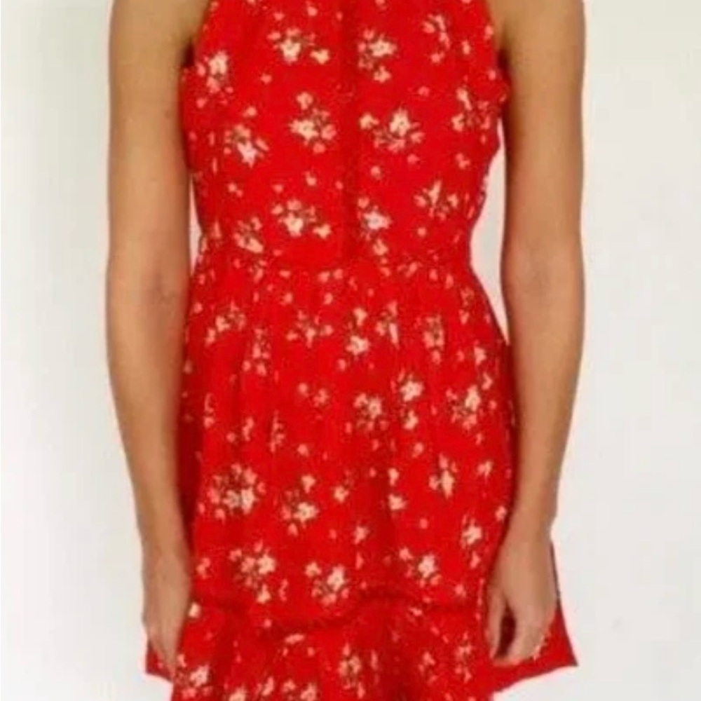 Chic Red Floral Mini Dress